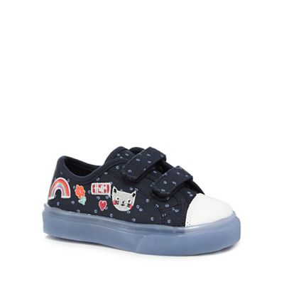 Girls' navy cat floral print light up trainers